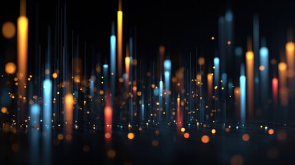 Futuristic Trading Interface with Candlestick Charts and Luminous Data Points