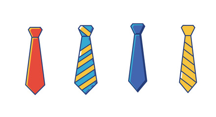 Four colorful ties displayed in a simple straightforward arrangement