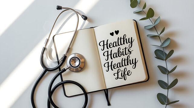 stethoscope on medical report and clipboard.