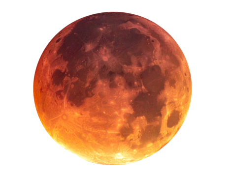 Blutmond isoliert auf weißem Hintergrund – Roter Vollmond