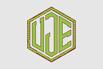 Geometric UJE Lettermark Hexagon Logo Design