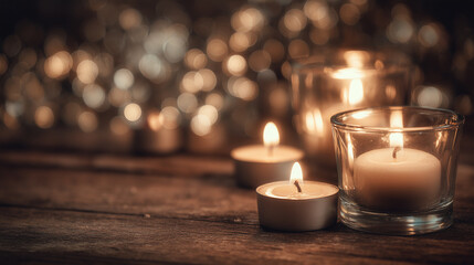 All Saints Day Background, Sober, Candles, Soft Tones, Background for All Saint’s Day or All Souls’ Day. Background with copy space.