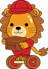 cute lion courier character