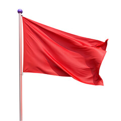  red flag fluttering in the wind isolated on white background PNG , AI GENERATED 