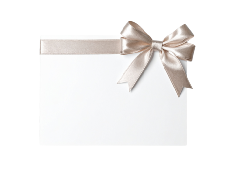 ribbon bow greeting card mockup on transparent background