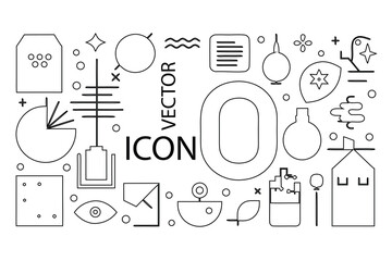 Abstract geometric shapes with vibrant color accents and text elements