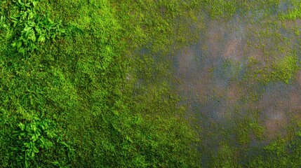 Lush green grass with patches of wet soil, showcasing nature's beauty in a serene outdoor setting