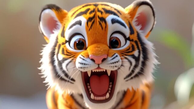 Cute cartoon tiger cub