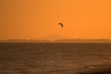 Huelva beach, La Antilla at sunset, Spain