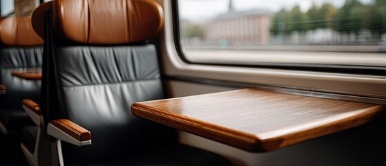 Warm leather seats and a wooden table create a cozy atmosphere in an inviting setting during a calm afternoon