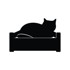 Silhouette of a relaxed cat lounging comfortably on a pet bed