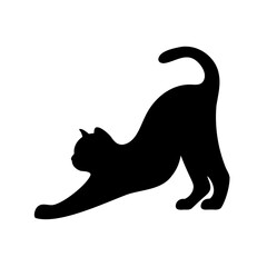 Silhouette of a Black Cat Stretching with its Back Arched Elegantly