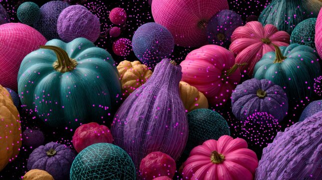 Enchanting autumn vibes ushering in the november season. Virtual connectivity. Impression of november: a pumpkin and leaf enhanced autumn scene. Intelligent grid. Smart grid.