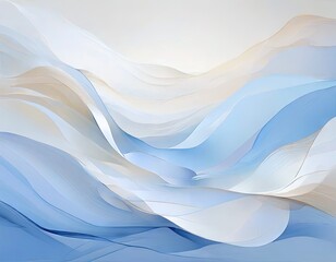 Obraz premium Blue Abstract Waves and Floral Art Collection