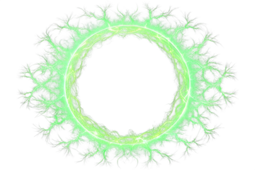 glowing electric green lightning round frame  isolated on white background  PNG,AI GENERATED