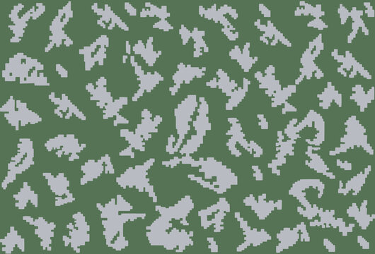 A seamless vector pattern of the classic Soviet Russian KLMK military camouflage, featuring a distinct digital pixelated texture.