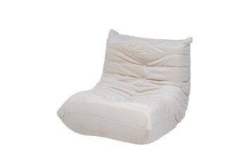 Contemporary beige modular armchair on a white background. Comfortable, luxury interior design furniture for relaxation and modern home staging.