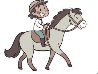 Joyful Little Kid Riding a Horse Happy Childhood Moment in Nature | Kids Adventure Fun