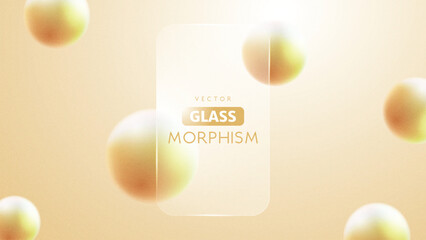 Vector Glass Morphism Gold Gradient Abstract Background with Transparent Effect
