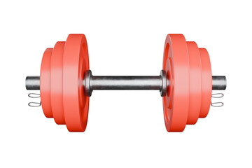 Red dumbbell with metal handle