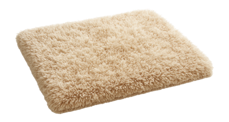 Plush, shaggy bath mat for ultimate comfort in a master bathroom.