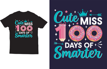 Cute Miss 100 Days of School T‑Shirt – Donut and Pencil Design for Teachers and Kids