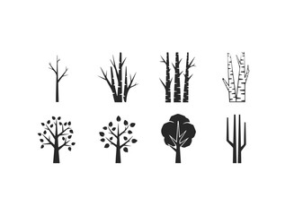 Collection of stylized tree icons