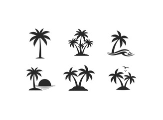 Fototapeta premium Group of palm tree icons