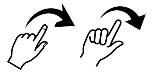 Illustration of a finger swiping to the left, swipe gesture with finger and arrow