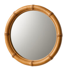 Obraz premium A bamboo-framed decorative mirror, perfect for a nature-themed guest room.
