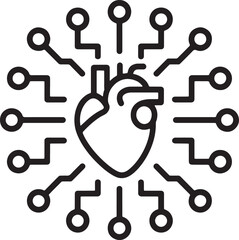 Artificial heart icon in linear style