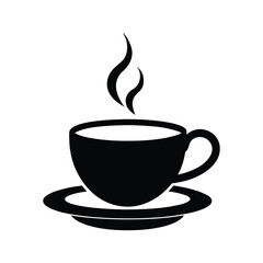 Cup and Saucer Black Silhouette Vector Illustration