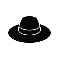 Wide Brim Hat Black Silhouette Vector Illustration