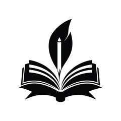 Open Book Pen Knowledge Logo Vector Illustration