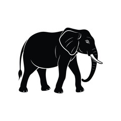 Fototapeta premium Elephant Walking Silhouette Vector Illustration