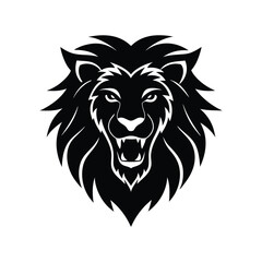 Fierce Lion Mascot Head Tattoo Style Vector Illustration