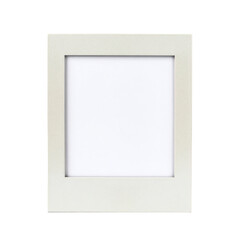 A square cream-colored mat board with a square opening, isolated on black