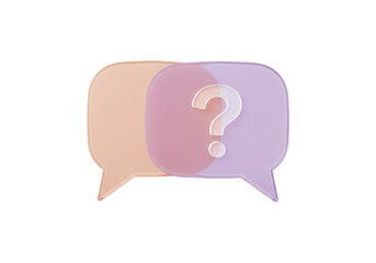 Two speech bubbles with question mark isolated PNG, communication and asking for help concept on transparent background