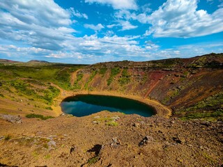 The Kerid crater lake in Iceland