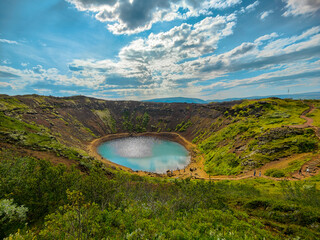 The Kerid crater lake in Iceland