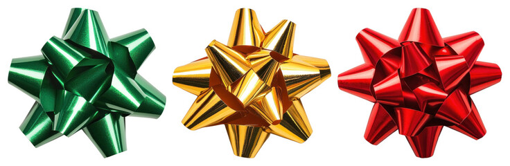 PNG Colorful festive gift bows, element set on transparent background