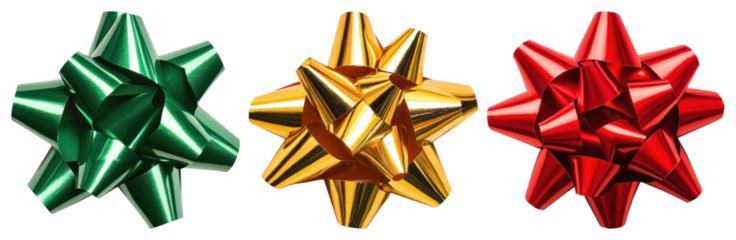 PNG Colorful festive gift bows, element set on transparent background