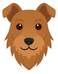 Cartoonish reddish-brown dog head, friendly expression