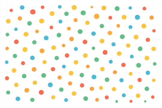 Colorful polka dot pattern on transparent background