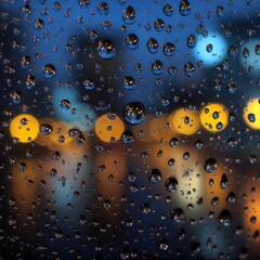 Water drops on the glass. Abstract background with bokeh effect.