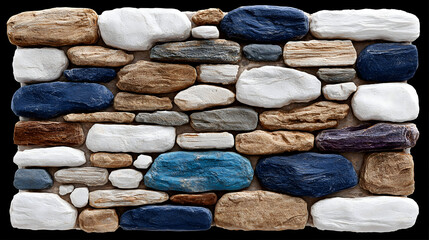 Colorful rock wall texture on black, ideal for backgrounds and design concepts