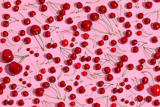 Cherries on pink