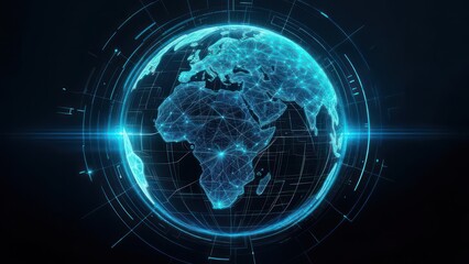 Digital Earth Globe with Futuristic Technology Interface.