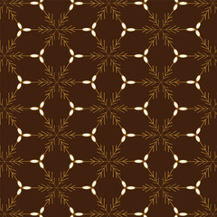 Elegant Brown and Gold Geometric Snowflake Seamless Pattern | Winter Holiday Vintage Wallpaper