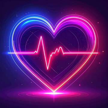Neon heart with heartbeat graphic (1)